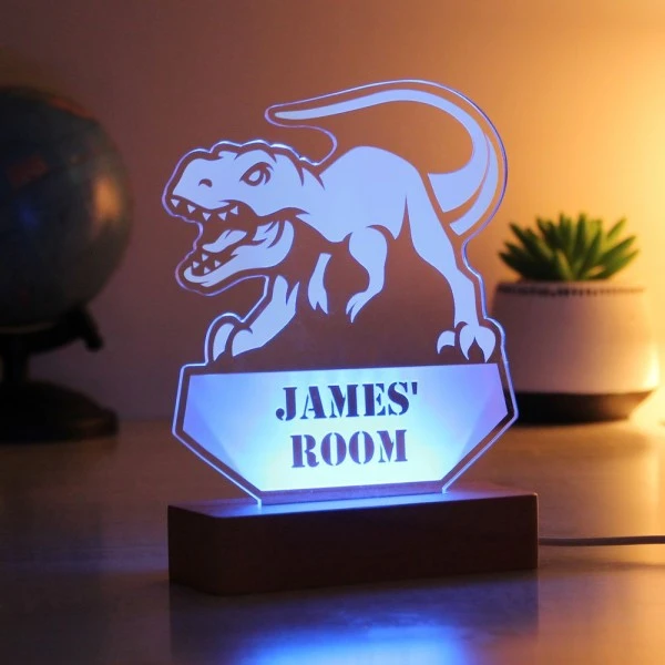 Personalised Dinosaur Wooden Based LED Light 4 Personalised Dinosaur Wooden Based LED Light - Image 4