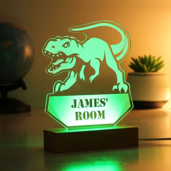 Personalised Dinosaur Wooden Based LED Light 5 Personalised Dinosaur Wooden Based LED Light - Image 5