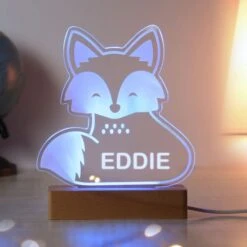 Personalised Fox Wooden Based LED Light -PERSONALISE STORE p0113a69 2