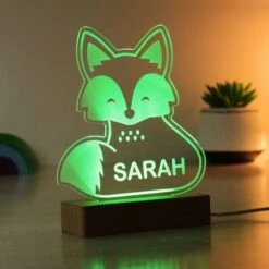 Personalised Fox Wooden Based LED Light -PERSONALISE STORE p0113a69 3