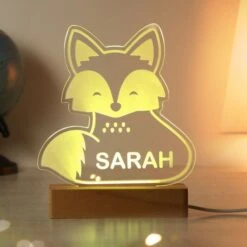 Personalised Fox Wooden Based LED Light -PERSONALISE STORE p0113a69 6