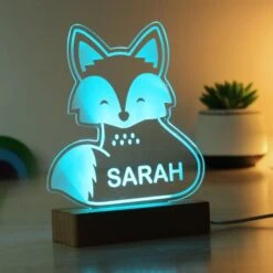 Personalised Fox Wooden Based LED Light -PERSONALISE STORE p0113a69 9