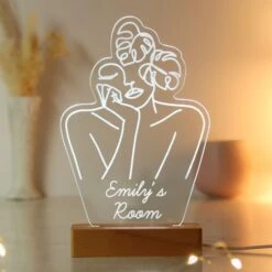 Personalised Fleur Line Art Wooden Based LED Light -PERSONALISE STORE p0113a74 2