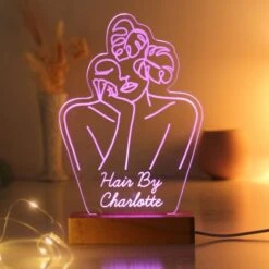 Personalised Fleur Line Art Wooden Based LED Light -PERSONALISE STORE p0113a74 3