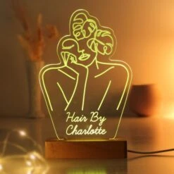 Personalised Fleur Line Art Wooden Based LED Light -PERSONALISE STORE p0113a74 5