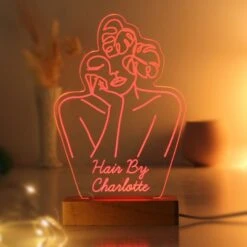 Personalised Fleur Line Art Wooden Based LED Light -PERSONALISE STORE p0113a74 6