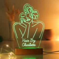 Personalised Fleur Line Art Wooden Based LED Light -PERSONALISE STORE p0113a74 7