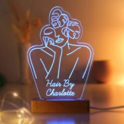 Personalised Fleur Line Art Wooden Based LED Light -PERSONALISE STORE p0113a74 9