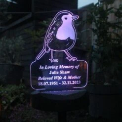 Personalised Robin Memorial Outdoor Solar Light -PERSONALISE STORE p0113a80 8