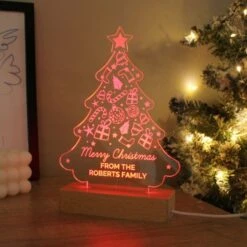Personalised Christmas Tree Wooden Based LED Light -PERSONALISE STORE p0113a89 2