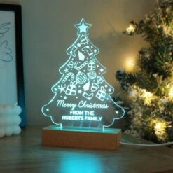 Personalised Christmas Tree Wooden Based LED Light -PERSONALISE STORE p0113a89 3