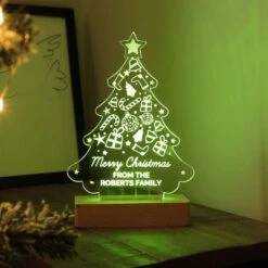 Personalised Christmas Tree Wooden Based LED Light -PERSONALISE STORE p0113a89 5