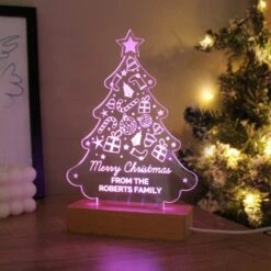 Personalised Christmas Tree Wooden Based LED Light -PERSONALISE STORE p0113a89 7