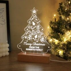 Personalised Christmas Tree Wooden Based LED Light -PERSONALISE STORE p0113a89 9