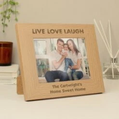 Personalised Live Love Laugh 5x7 Landscape Wooden Photo Frame