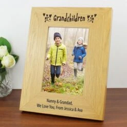 Personalised Oak Finish 6x4 Grandchildren Photo Frame -PERSONALISE STORE p011423 3