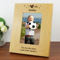 Personalised Oak Finish 6x4 I Heart My Photo Frame -PERSONALISE STORE p011426 2