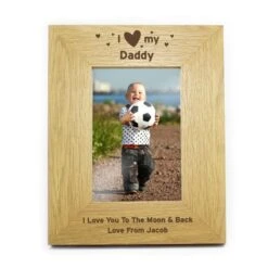 Personalised Oak Finish 6x4 I Heart My Photo Frame -PERSONALISE STORE p011426 3