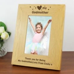 Personalised Oak Finish 6x4 I Heart My Photo Frame -PERSONALISE STORE p011426 6