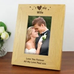 Personalised Oak Finish 6x4 I Heart My Photo Frame -PERSONALISE STORE p011426 9