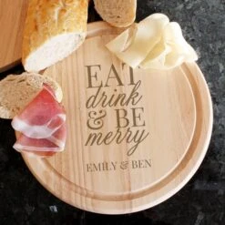Personalised Eat Drink & Be Merry Rectangular Chopping Board