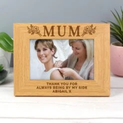 Personalised Floral Mum 6x4 Oak Finish Photo Frame -PERSONALISE STORE p011499 2