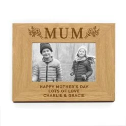 Personalised Floral Mum 6x4 Oak Finish Photo Frame -PERSONALISE STORE p011499 4