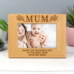Personalised Floral Mum 6x4 Oak Finish Photo Frame -PERSONALISE STORE p011499 5