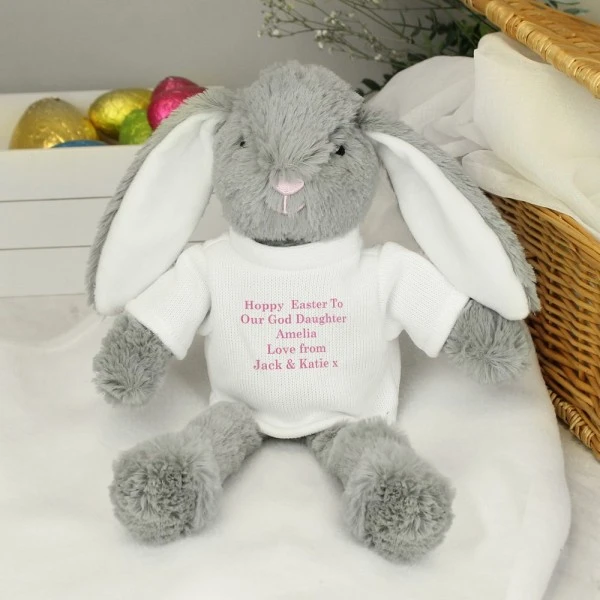 Personalised Message Bunny Rabbit In Jumper - Pink 1 Personalised Message Bunny Rabbit In Jumper - Pink