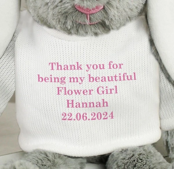 Personalised Message Bunny Rabbit In Jumper - Pink 2 Personalised Message Bunny Rabbit In Jumper - Pink - Image 2
