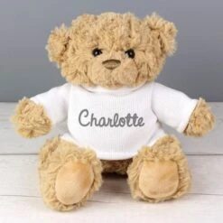 Personalised Name Only Teddy Bear - Grey -PERSONALISE STORE p0210c32 3