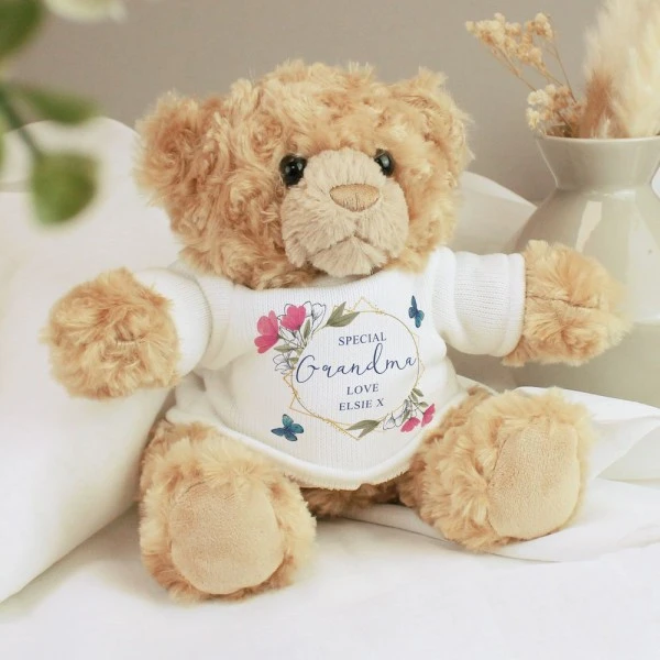 Personalised Geometric Floral Teddy Bear 2 Personalised Geometric Floral Teddy Bear - Image 2