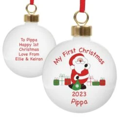 Personalised Santa With Presents Bauble -PERSONALISE STORE p030599 3