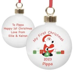 Personalised Santa With Presents Bauble -PERSONALISE STORE p030599 4