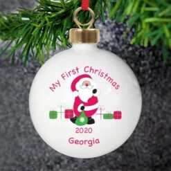 Personalised Santa With Presents Bauble -PERSONALISE STORE p030599 5