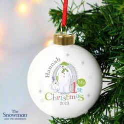 Personalised The Snowman And The Snowdog My 1st Christmas Bauble 7 Personalised The Snowman And The Snowdog My 1st Christmas Bauble -PERSONALISE STORE p0305g56 2