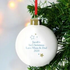 Personalised Gold & Blue Stars My 1st Christmas Bauble -PERSONALISE STORE p0305g74 3