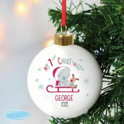 Personalised Tiny Tatty Teddy My 1st Christmas Sleigh Bauble 8 Personalised Tiny Tatty Teddy My 1st Christmas Sleigh Bauble -PERSONALISE STORE p0305g86 3