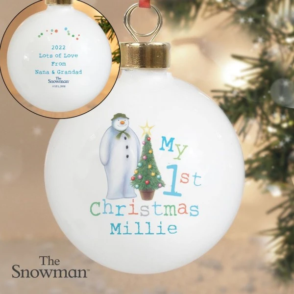 Personalised The Snowman My 1st Christmas Bauble 2 Personalised The Snowman My 1st Christmas Bauble - Image 2