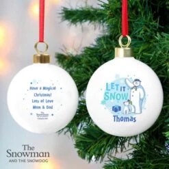 Personalised The Snowman And The Snowdog Blue Bauble -PERSONALISE STORE p0305i13 3