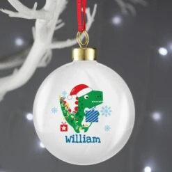 Personalised Dinosaur "Have A Roarsome Christmas" Bauble