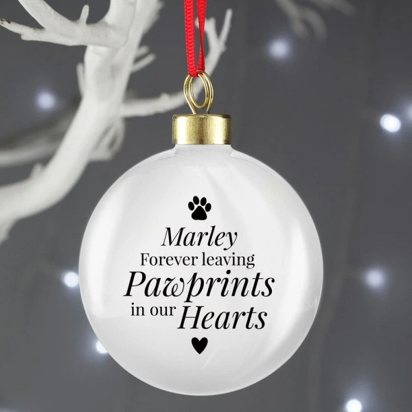 Personalised Pawprints Memorial Bauble 1 Personalised Pawprints Memorial Bauble
