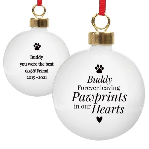 Personalised Pawprints Memorial Bauble 2 Personalised Pawprints Memorial Bauble - Image 2