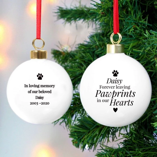 Personalised Pawprints Memorial Bauble 3 Personalised Pawprints Memorial Bauble - Image 3