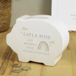 Personalised Rainbow Piggy Bank -PERSONALISE STORE p0305j03 2