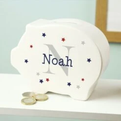 Personalised Name & Initial Piggy Bank -PERSONALISE STORE p0305j07 2