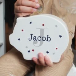 Personalised Name & Initial Piggy Bank -PERSONALISE STORE p0305j07 3