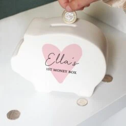 Personalised Pink Heart Piggy Bank -PERSONALISE STORE p0305j08 2
