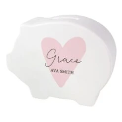 Personalised Pink Heart Piggy Bank -PERSONALISE STORE p0305j08 4