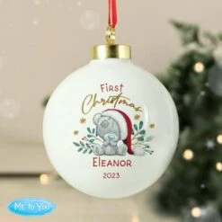 Personalised First Christmas Tiny Tatty Teddy Bauble -PERSONALISE STORE p0305j21 2